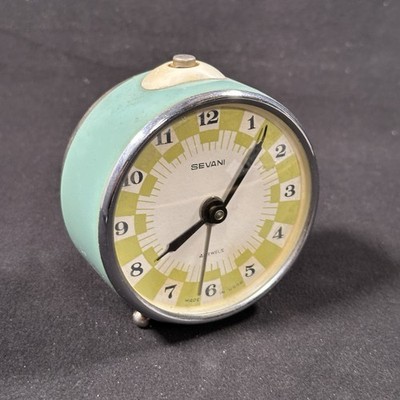 Vintage Sevani Wecker 4 Jewels Made in USSR UdSSR Retro Design Grün Weiß Läuft