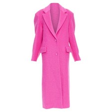 Valentino Runway P Hot Wool Blend Long Coat Women Pink Size 44