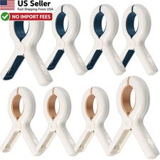 8 Pack Beach Towel Clips Heavy Duty Plastic Windproof Cruise Chair Blue Khaki