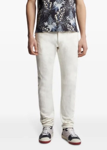ETRO Milano Slim Fit Jeans Men size 30 x 30 White Jacquard Textured Italy