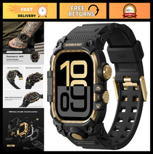 Rugged Shockproof Case Tactical Band for Apple Watch 44mm, Compatible with SE/