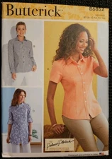 Butterick 6852 Button Down Shirts Collar, Sleeve & Hem variations (8-16) Pattern