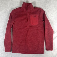 Under Armour Fleece Pullover Mens Small Specialist Henley 2.0 Red Sweater