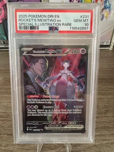 PSA 10 2025 Rockets Mewtwo Ex Special Illustration Rare Destined Rivals #231/182