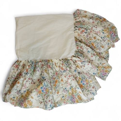 Vtg Croscill Dust Ruffle Bed Skirt Full Size Cream Floral Cottagecore Granny