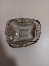 Iridescent /Amber Carnival Glass Ashtray,Asymmetrical Thick MCM, Retro