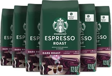 Starbucks Espresso Roast Whole Bean Dark Coffee Bags 6PACK- 12oz Each BB 2026