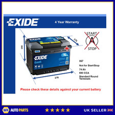Battery fits VW SCIROCCO JETTA BORA CRAFTER POLO TOUAREG Exide 067 680A