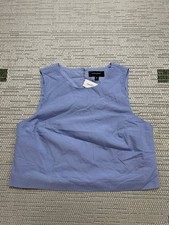 Banana Republic Shirt Womens Medium Blue Cotton Crop Top New