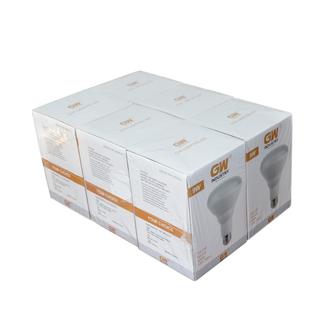 GW Light Bulbs 65W Equivalent BR30 LED BulbsSoft White 3000K Dimmable 6 Pack