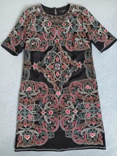 Warehouse Black Embroidered  Shift Dress S