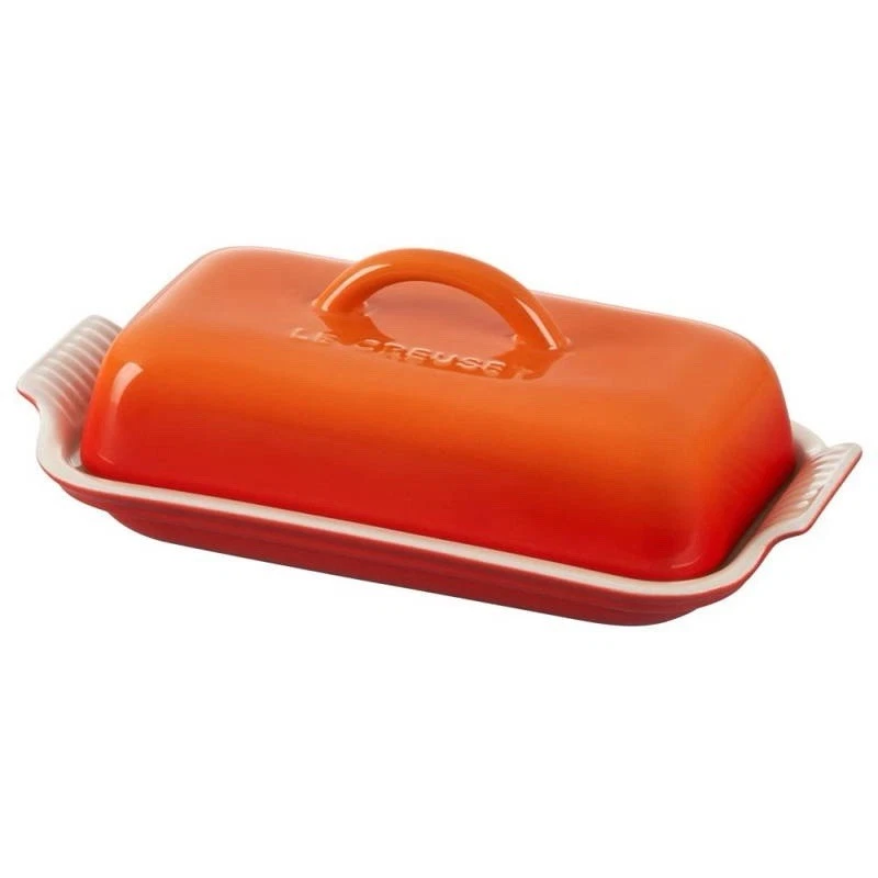 Le Cresset Heritage Stoneware Butter Dish Flame Orange