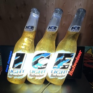 Budweiser ICE Light Glass Beer Bottles Set of 3 Breweriana Vintage 1994