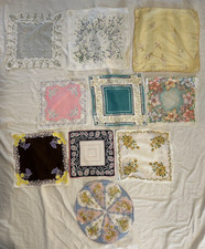 Twenty Vintage Ladies Cotton Floral Handkerchiefs Various Shapes, Colors, Sizes