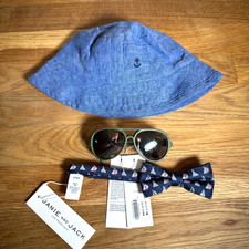Janie and Jack Boy Mixed Lot Bucket Hat Sunglasses Bowtie Sailboat Preppy Summer
