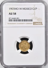 1903MO M MEXICO G1P┃GOLD 1 PESO NGC AU 58