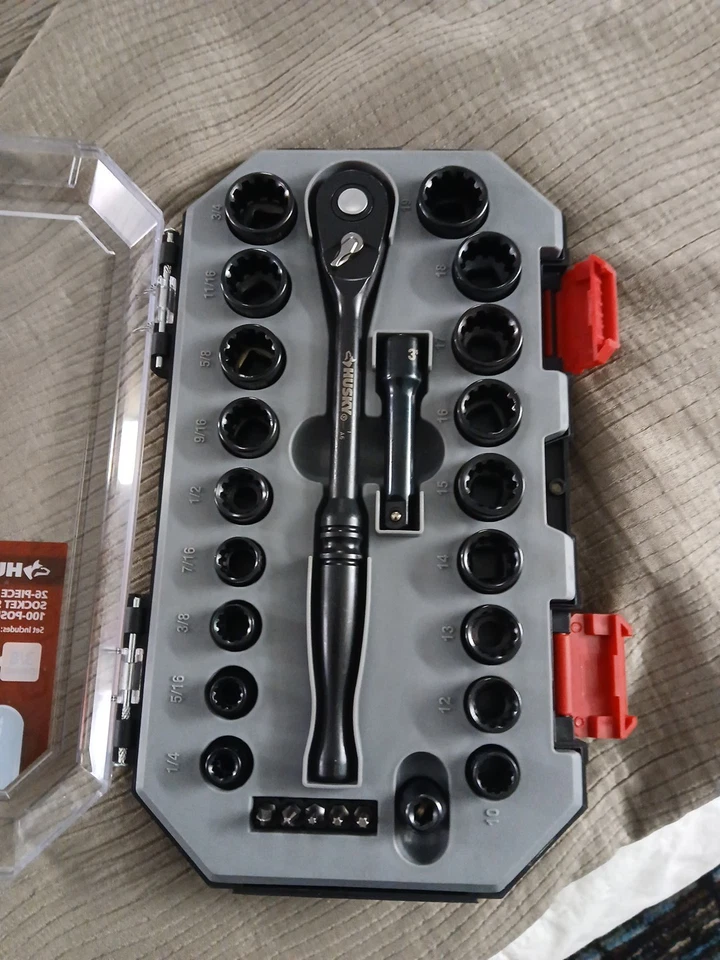 Husky 100-Position 3/8 in. Drive Universal Socket Wrench Set (26-Piece) - Image 2 of 2