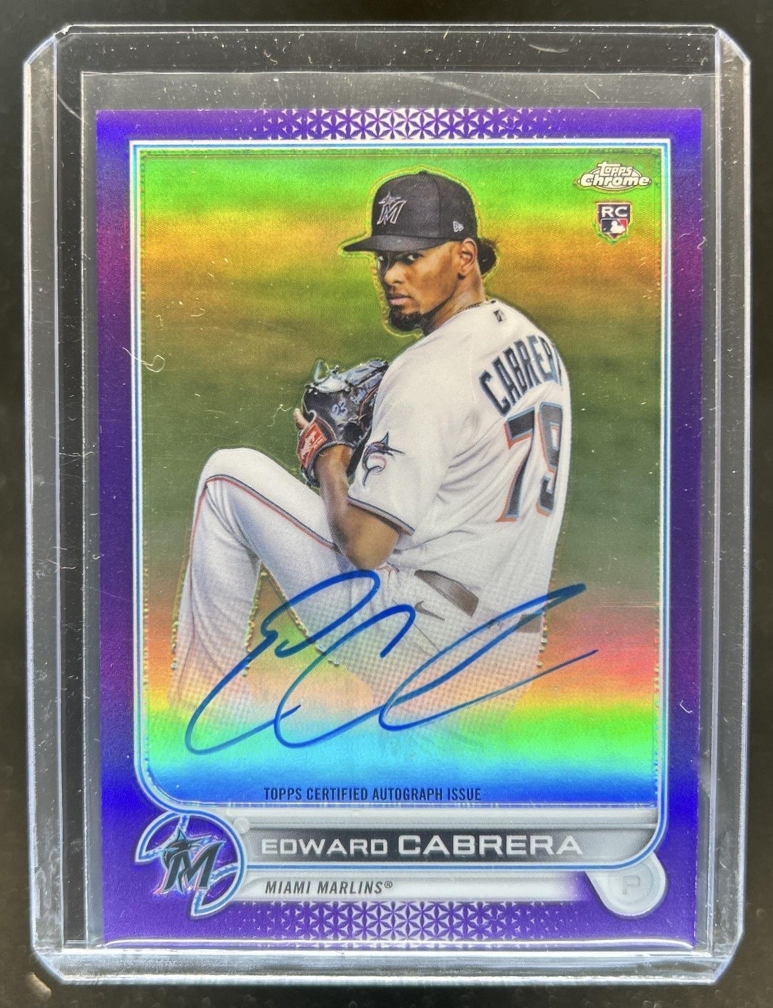 2022 Topps Chrome Edward Cabrera Rookie Auto RC Purple Refractor #/250 Marlins