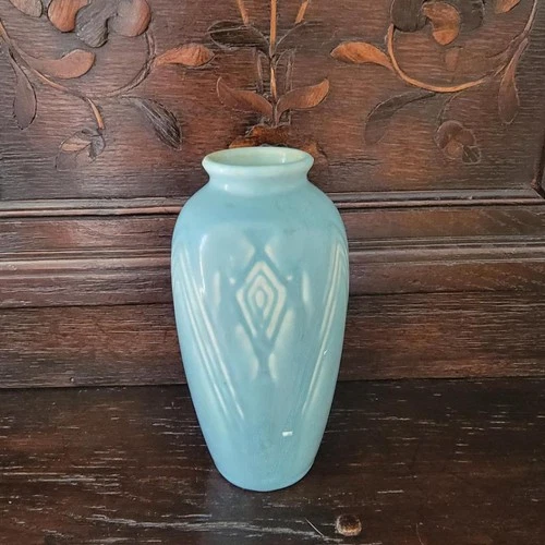 Circa 1931 Rookwood Pottery 6"  Art Deco Baluster Vase Blue Matte Glaze #2884