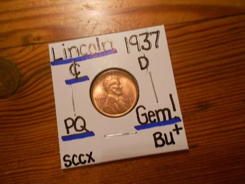 1937D Lincoln Cent Gem BU+ TERRIFIC!!! PQ!!! REALLY RED!!!!!