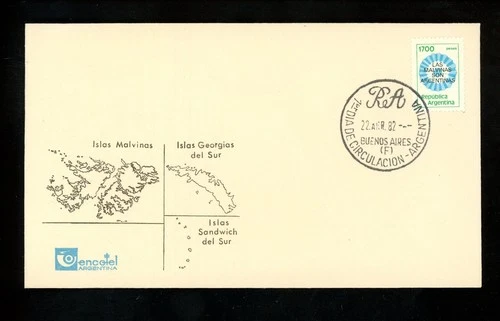 Postal History Argentina #1338 FDC Islas Malvinas Claim Falkland Islands 1982