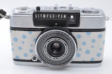 Olympus PEN EE-3 White  Blue Polka Dot Pattern Custom Half Frame Film Camera