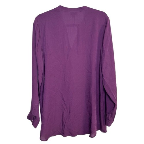 J.Jill 100% Silk Purple Buttoned Tunic Blouse Size Large quiet luxury casual - Picture 2 of 5