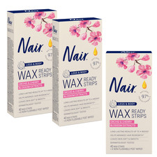 Nair Hair Remover Wax Ready Strips For Legs Body No Mess Waxing Kit For Hair