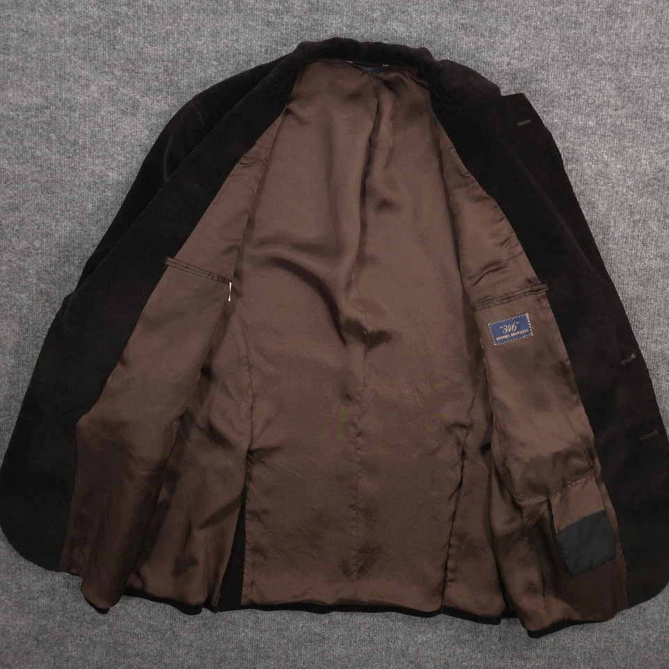 Brooks Brothers Corduroy Blazer Jacket Mens 44L Dark Brown Notch Lapel 2 Button - Image 3 of 4