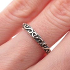 925 Sterling Silver Vintage Swirl Stackable Oxidized Band Ring Size 5