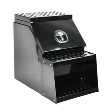 25"x28"x18" Aluminum Side Mount Semi Truck Tool Box Saddle Step Open Wide Black