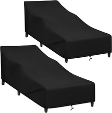 SunPatio Chaise Lounge Covers Outdoor Waterproof, 2 80L x 30W x 26H, Black 