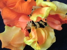Vintage Millinery Flower Velvet 10 Sweet Pea Yellow KG8