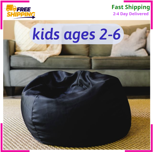 Big Joe Dot Bean Bag Chair Kids with Filling Peat Black, Playrooms