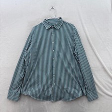 Bugatchi Shirt Mens XL Blue Stripe Ooohcotton Tech Stretch Business Button Up