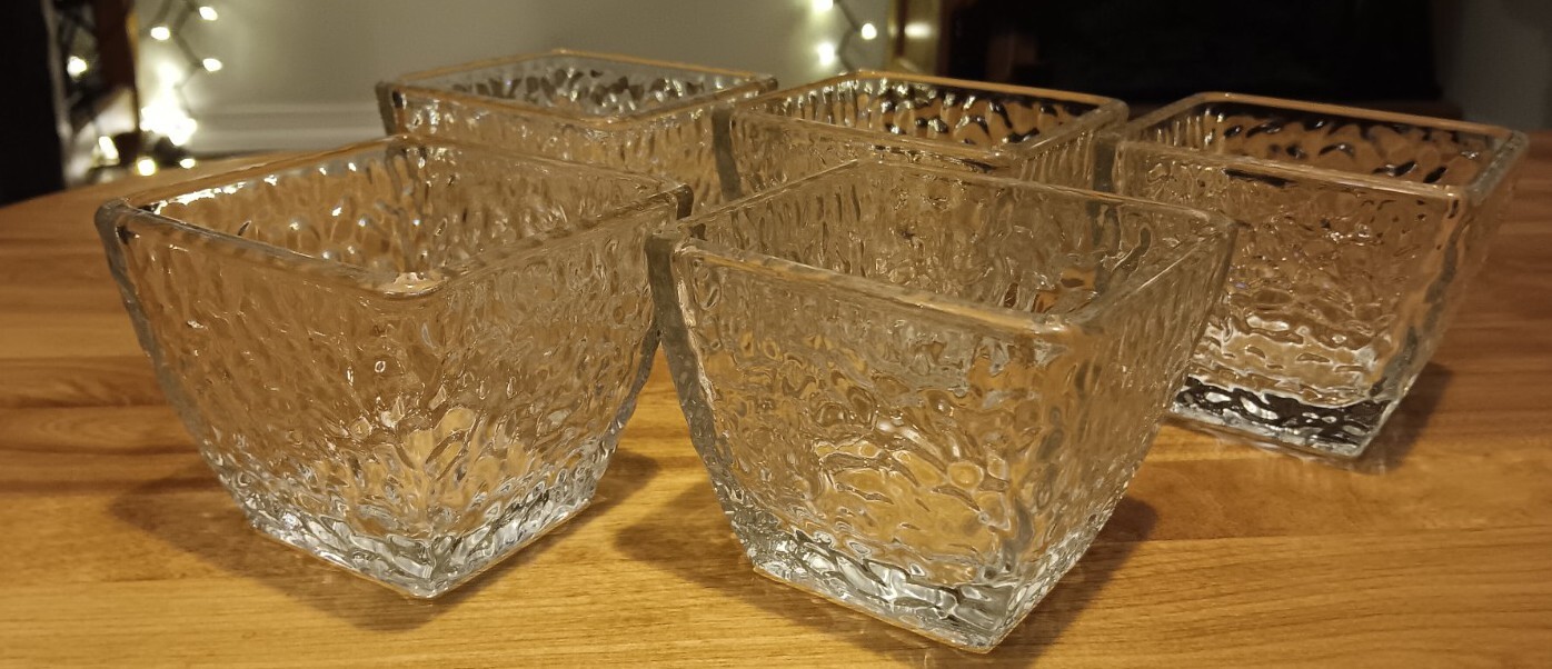 5-Piece DiSaronno Textured Whisky Tumblers & Snack Bowls 10oz Clear Glass Set-image