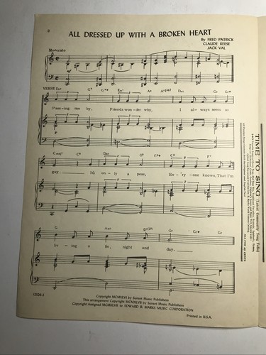 Alot Dressed Up With A Broken Heart Vintage Sheet Music Fred Patrick Jack Val - Picture 2 of 4