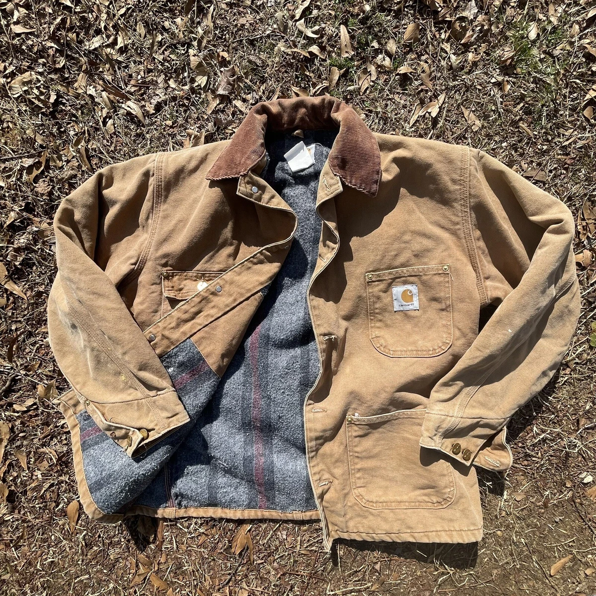 Vintage CARHARTT VERY RARE USA 90s Men Blanket Lined Chore Coat