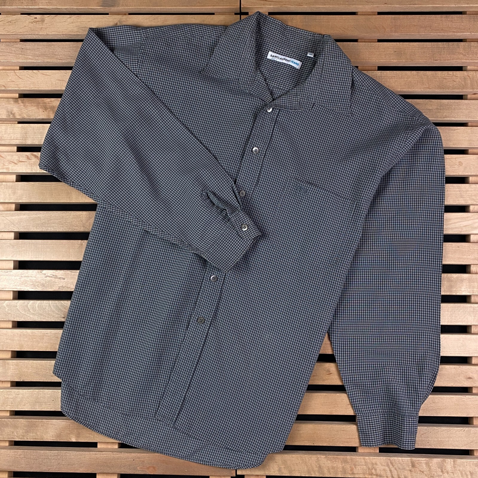 Camicia Uomo Manica Lunga Saint Laurent Jeans Vintage Taglia XL