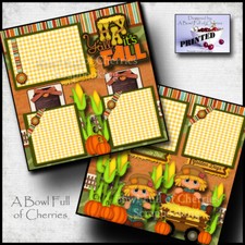 FALL  AUTUMN 2 premade pages paper piecing layout corn maze printed CHERRY 0021