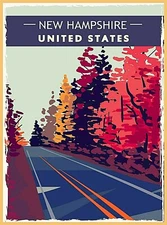 New Hampshire United States Autumn Retro Travel Advertisement Art Poster Print