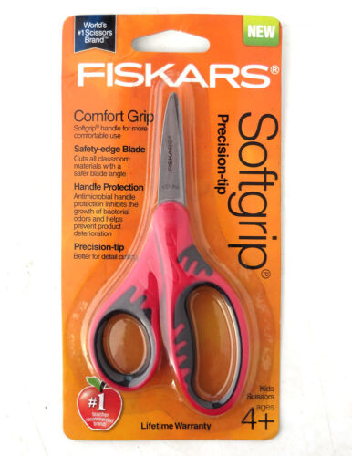GENUINE FISKARS SOFTGRIP PRECISION TIP SCISSORS - RED/BLACK **NEW IN PACKET** - Picture 2 of 2
