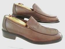 Vintage David Joan Brown Grained Leather Slip On Loafer Size 7 1/2 Italy