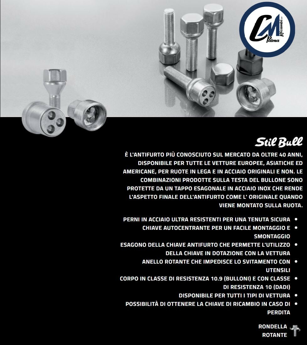 Bulloni Antifurto Per Ruote Auto Alfa Romeo Giulietta - Kit Stil Bull Con Chiavini - Foto 8
