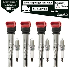 4pcs Ignition Coil and Spark Plug For 2009-2016 Volkswagen Tiguan 2.0L