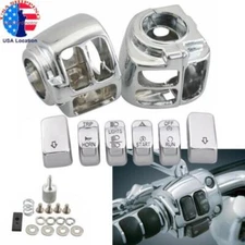 Switch Housing Cover + 6PC Switch Chrome Fit For Harley Sportster V-Rod Softail