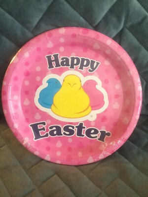 PEEPS HAPPY EASTER PAPER PLATES 8 COUNT PINK 9'' - BRAND NEW IN PACKAGE