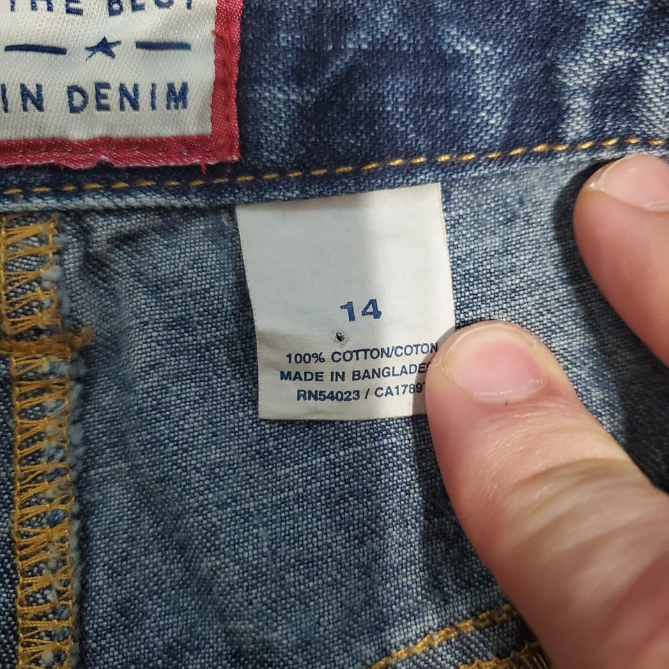 Falda vaquera cargo tiro alto azul marino antigua vintage Y2K talla 14 azul longitud media informal Foto 4 de 4