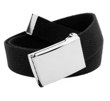 Build A Belt Men's Silver Flip Top 1.25" Wide  Buckle with Canvas Web Belt