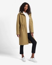 Kenneth Cole Women's Midi-length Stand Collar Wool Coat With Drawcord Waist